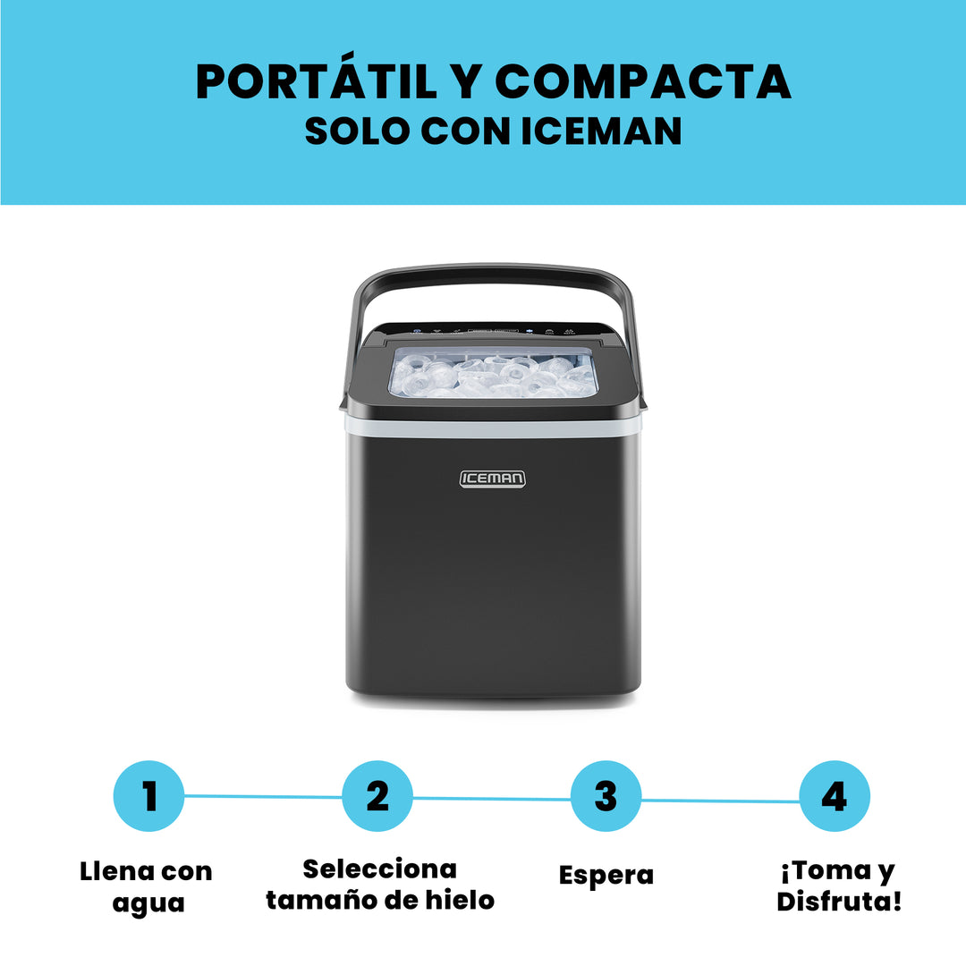 Chefman - Iceman: Máquina de Hielo Portátil con Autolimpieza, 9 Cubos en 7 Minutos