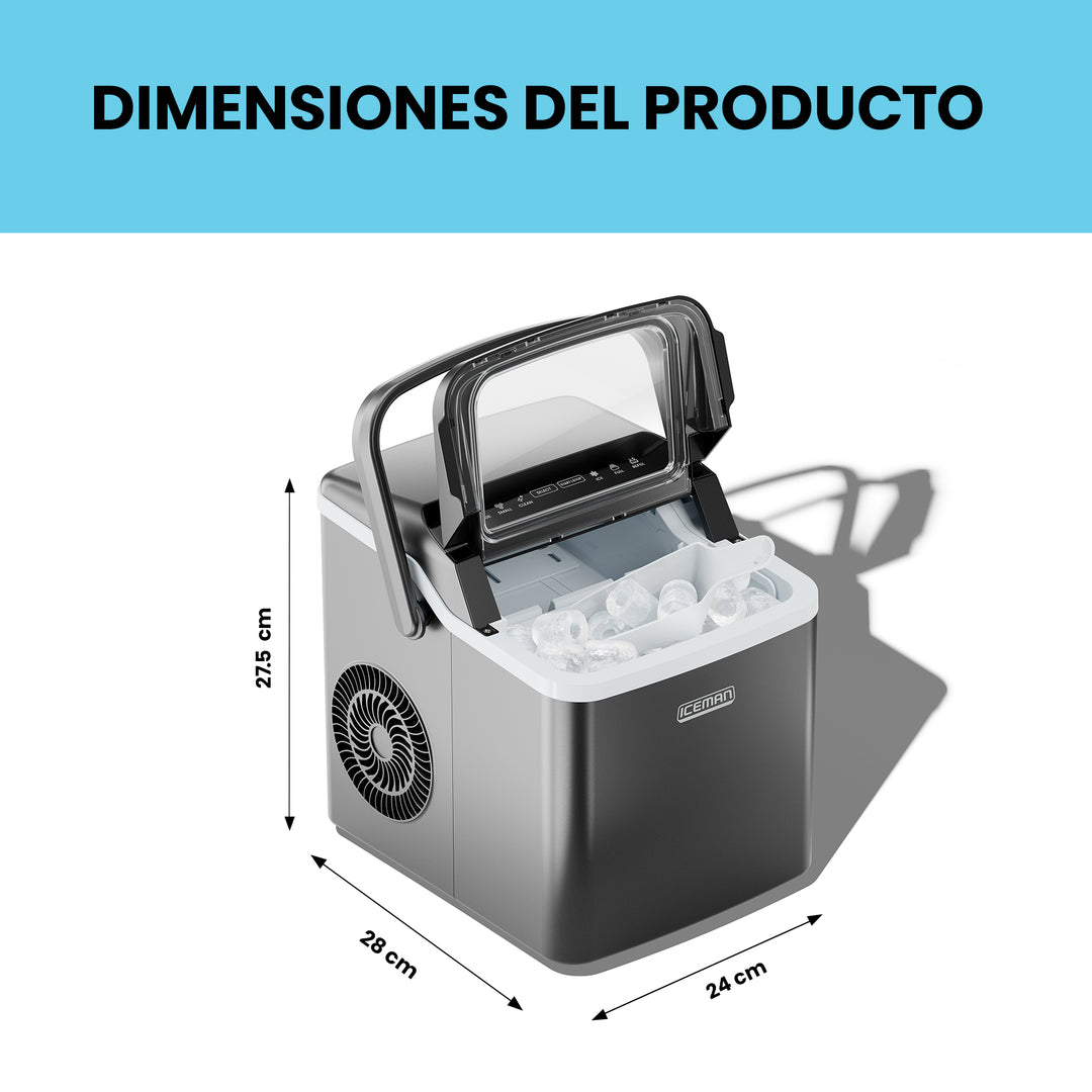 Chefman - Iceman: Máquina de Hielo Portátil con Autolimpieza, 9 Cubos en 7 Minutos