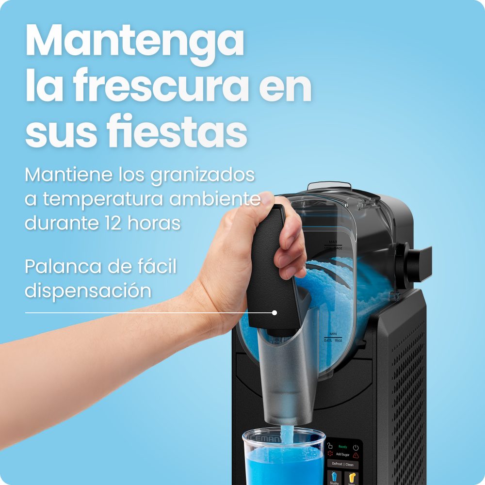 Iceman by Chefman Slush-Ease MAX Máquina de Granizados 90oz | Slushy Maker con 5 Programas, Pantalla LED y Capacidad de 64oz para Margaritas, Frappes y Smoothies