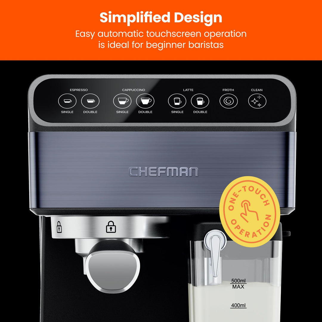 Chefman - Cafetera espresso de 1,8 litros con espumador