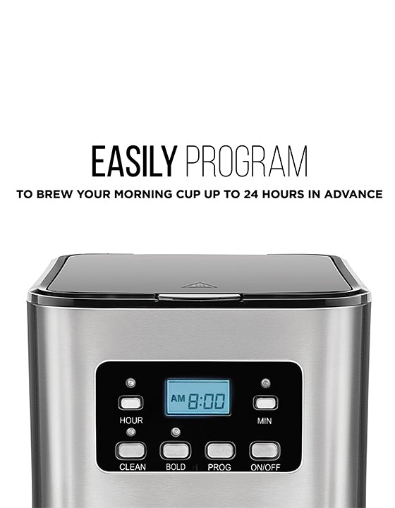 Chefman Cafetera programable de 12 tazas, cafetera eléctrica, apagado  automático, pantalla digital con función de preparación automática, olla